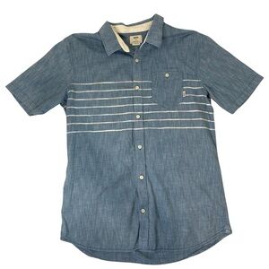 Vans Denim Short-Sleeve Button-Down Tailored Fit with Stripes-Large